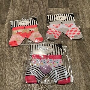 NEW 3 prs of Mason Chic baby 0-6 months polka dot, cow, pig patterned socks